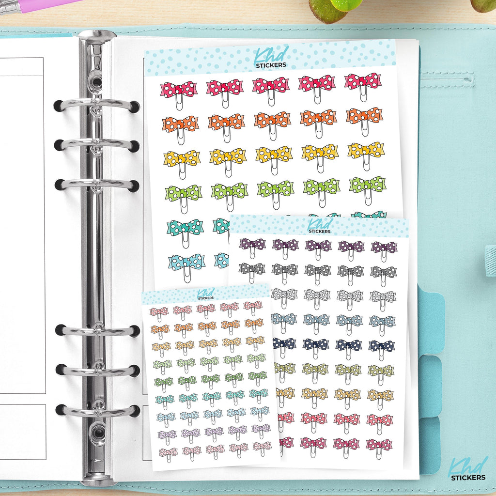 Bow Paper Clip Planner Stickers