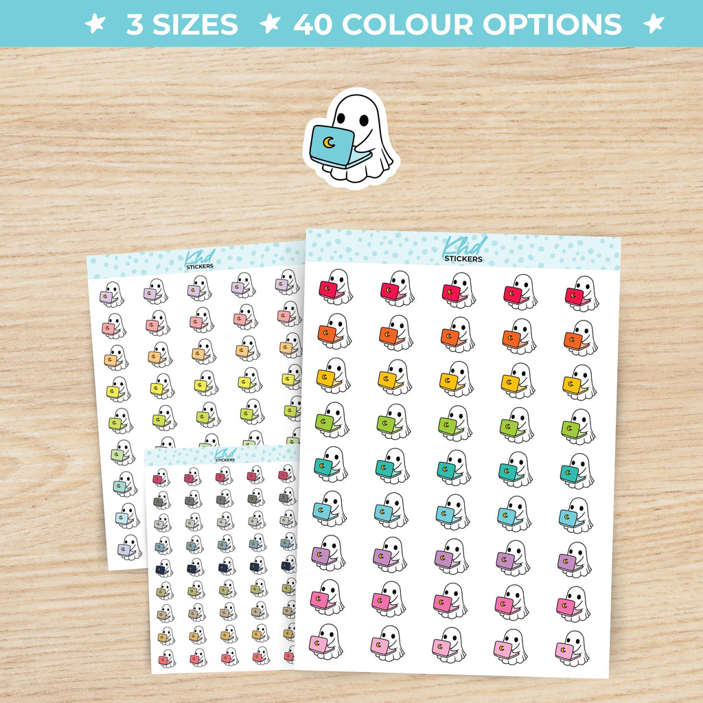 Ghost at Work or Relaxing with their Laptop Planner Stickers Small / LIFE