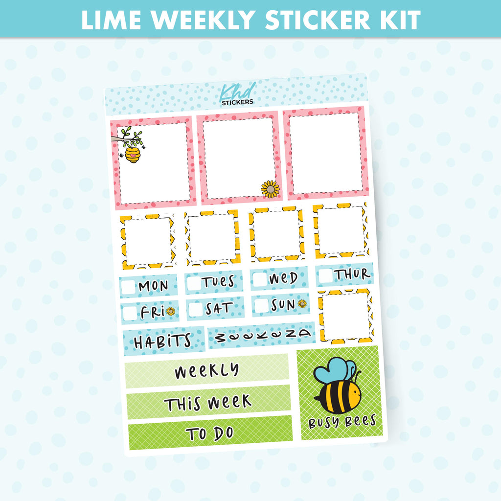 Busy Bee stickers Lime Weekly Planner Sticker Kit