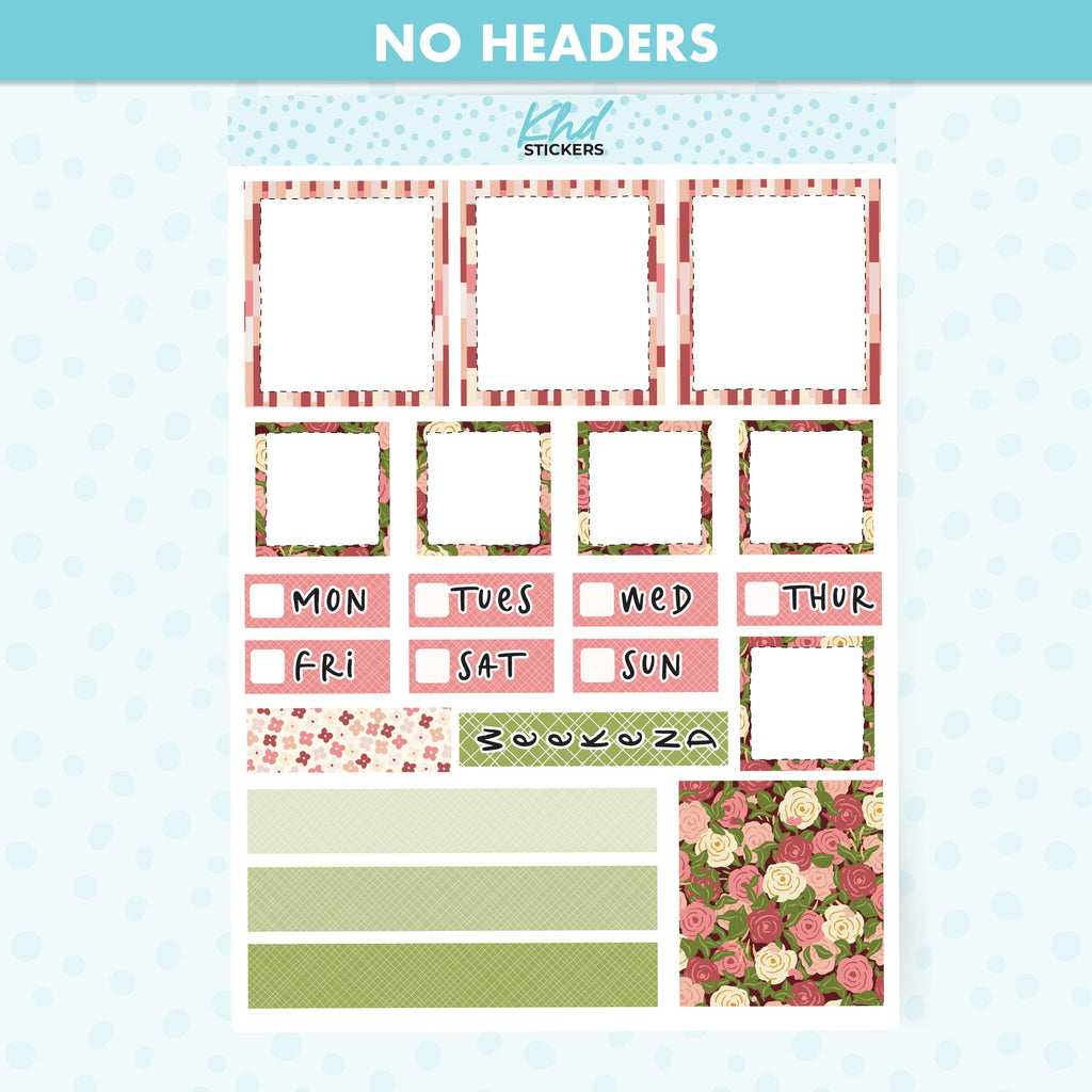 Country Meadow Lime Weekly Planner Sticker Kit