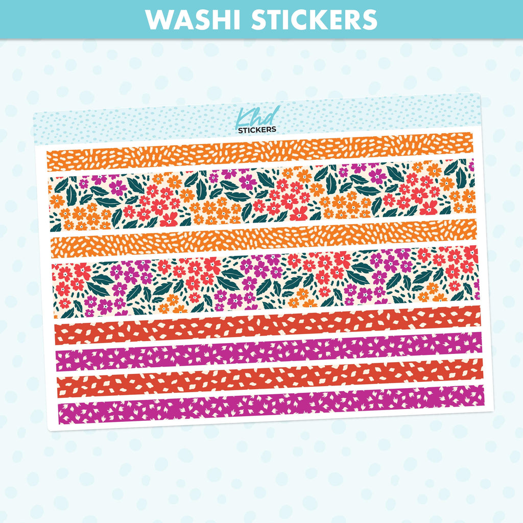 Intense Blooms Floral Washi Strip Stickers