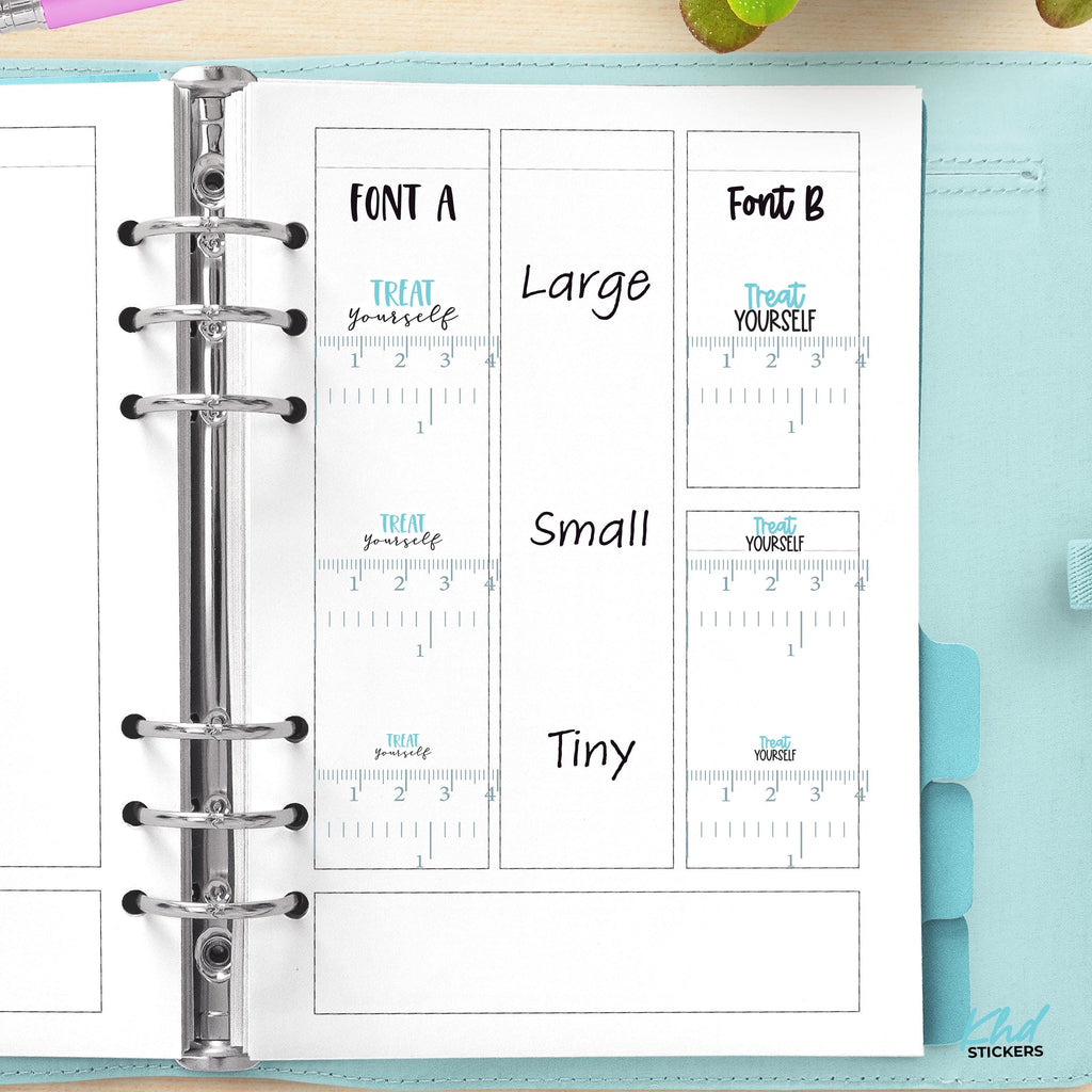 Treat Yourself Planner Stickers, Three Sizes including tiny, Removable