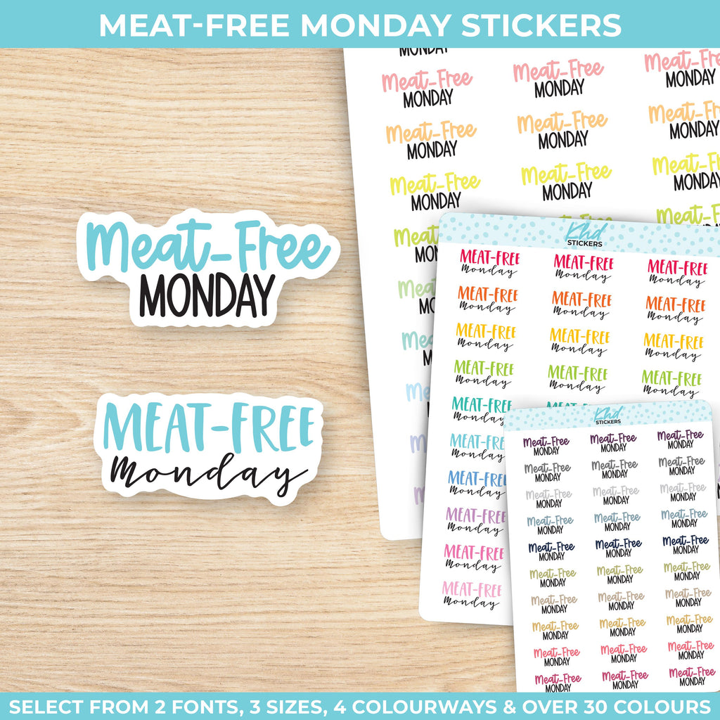 Meat-Free Monday Planner Stickers, Three Sizes including tiny, Removable