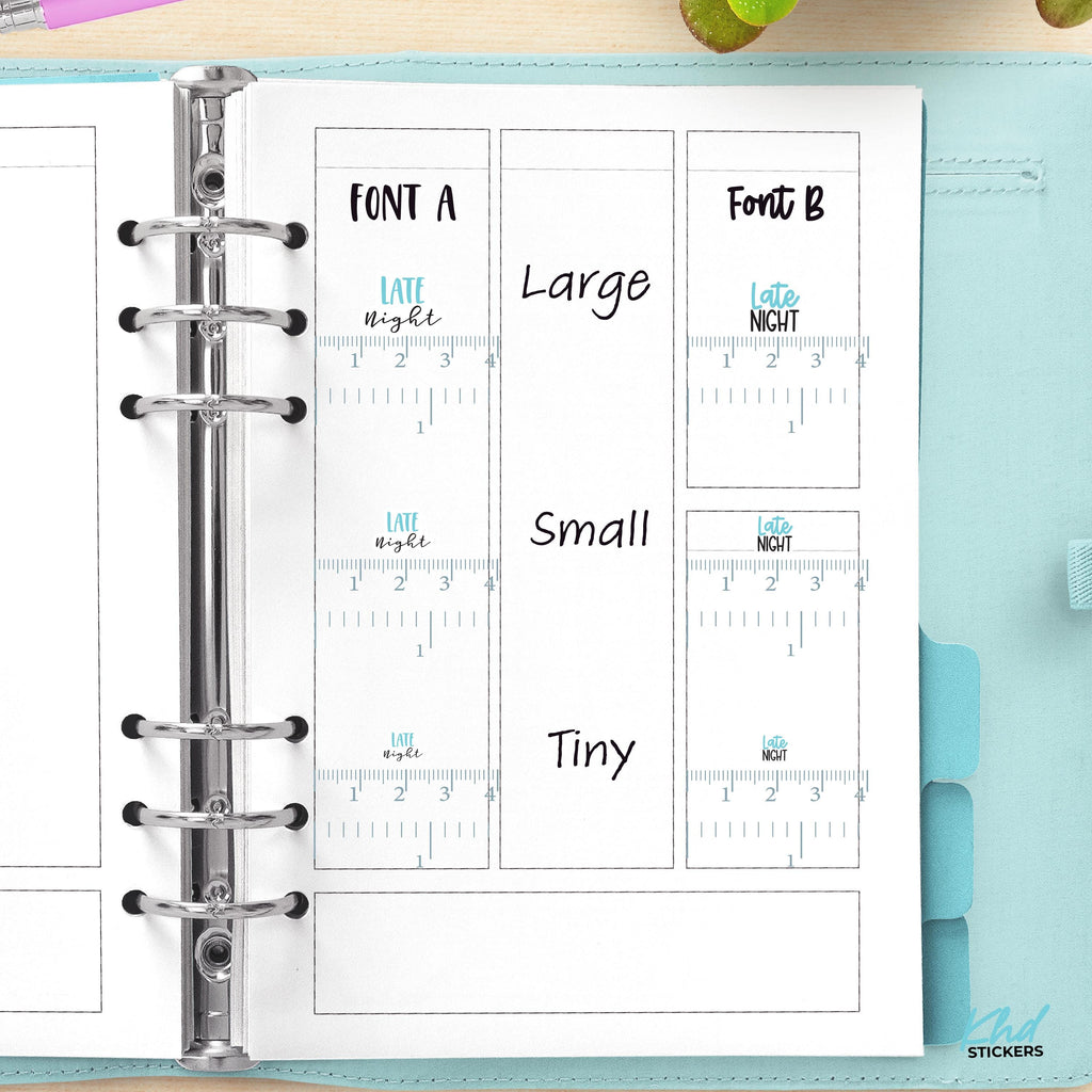 Late Night Planner Stickers, Three Sizes including tiny, Removable