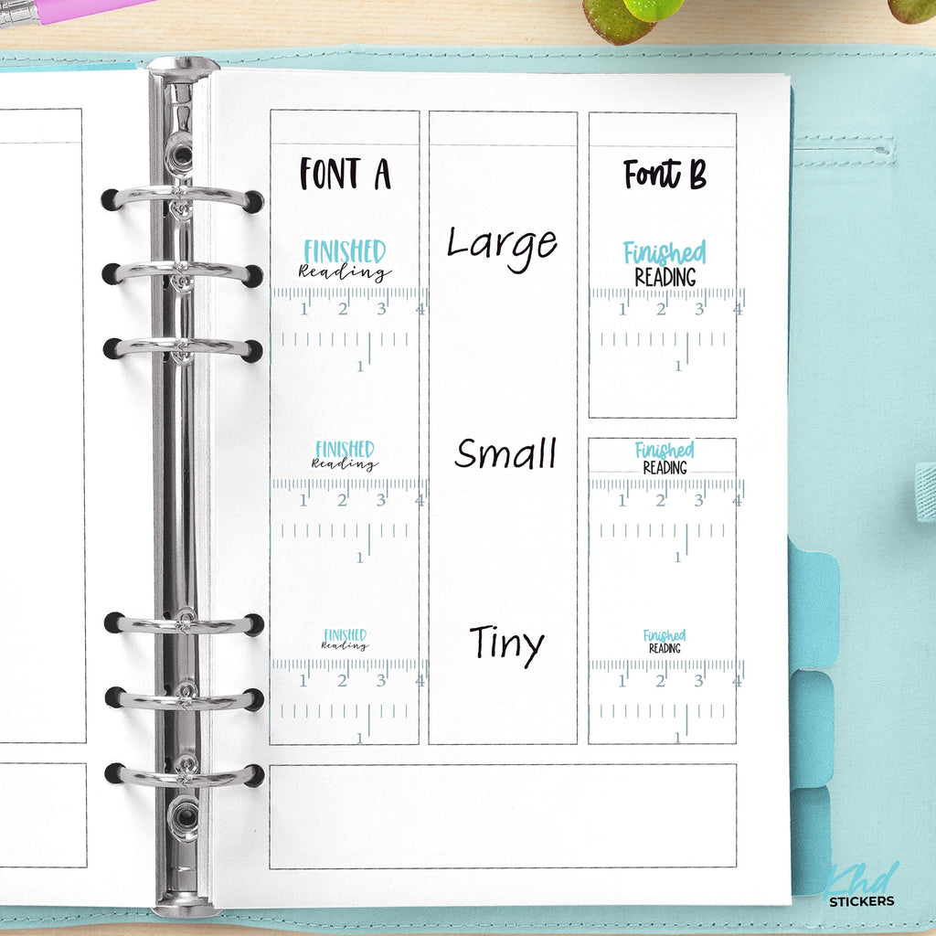 Finished Reading Planner Stickers, Three Sizes including tiny, Removable