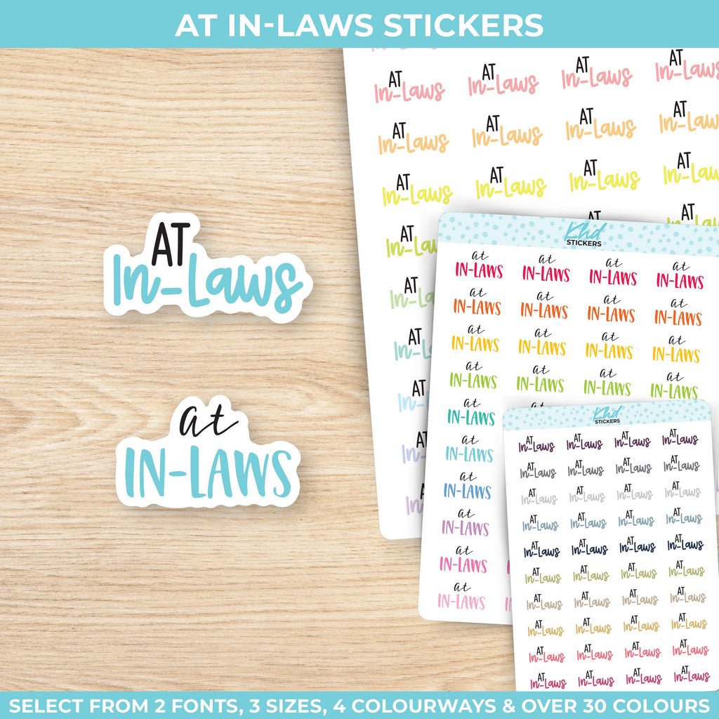 At In Laws Planner Stickers, Three Sizes including tiny, Removable