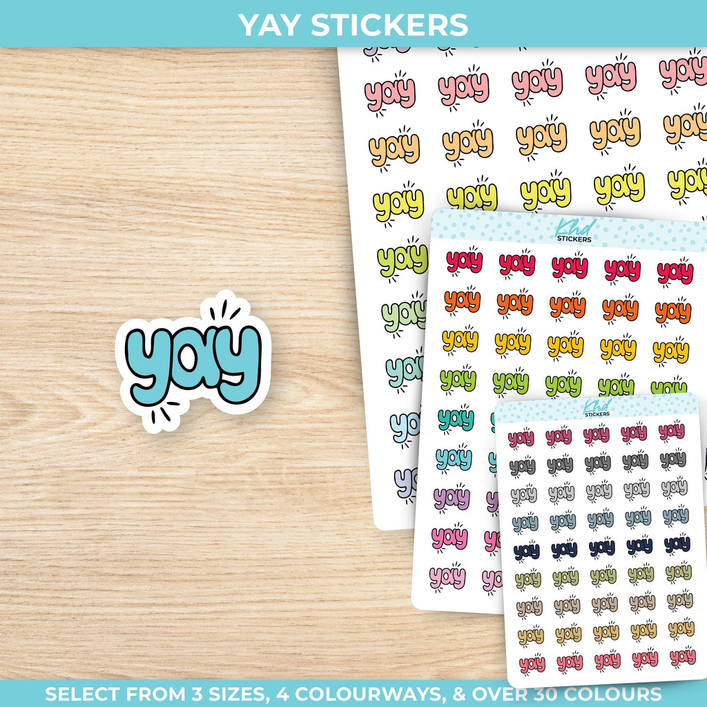 Yay Planner Stickers, Three Sizes including tiny, Removable