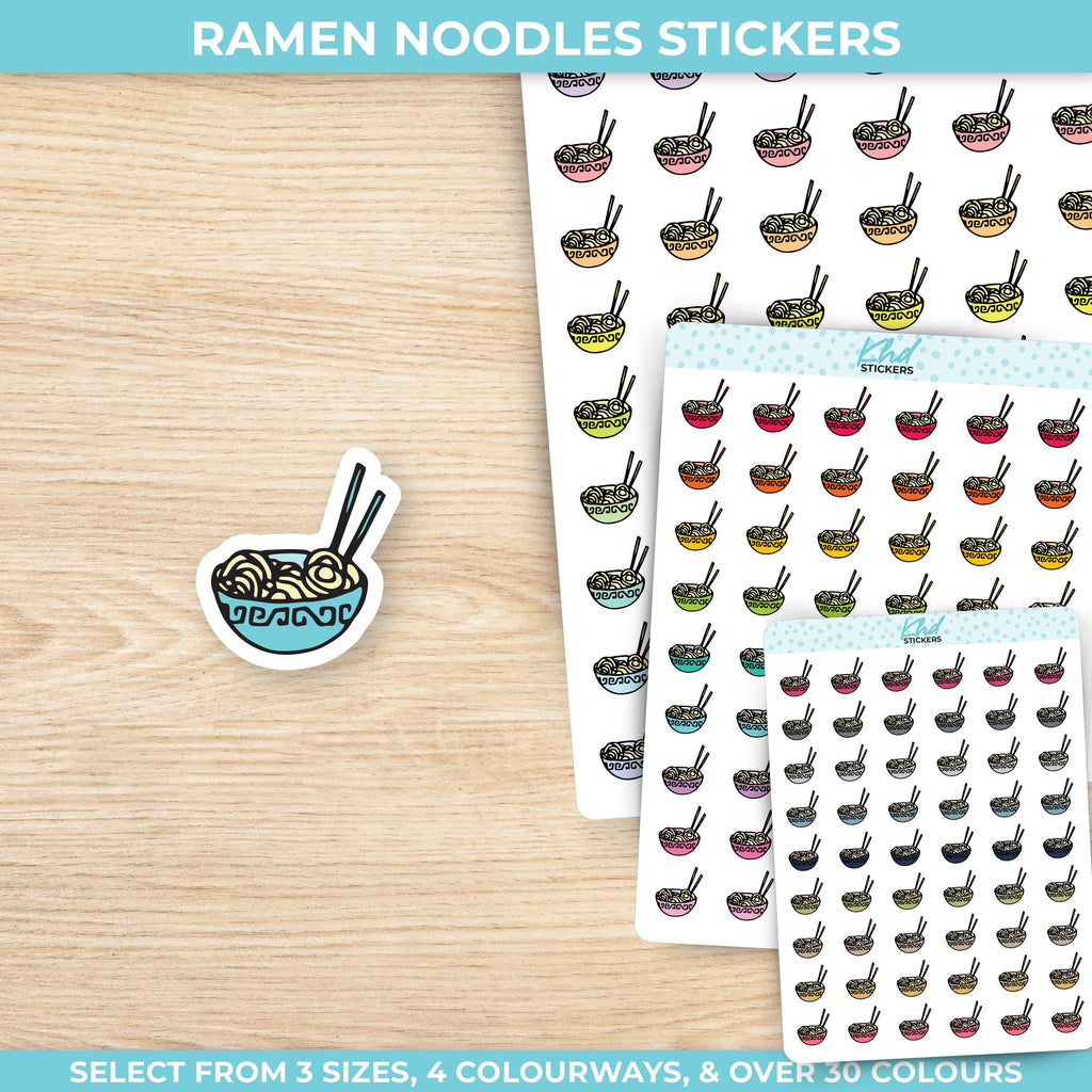 Ramen Noodles Planner Stickers, Three Sizes including tiny, Removable