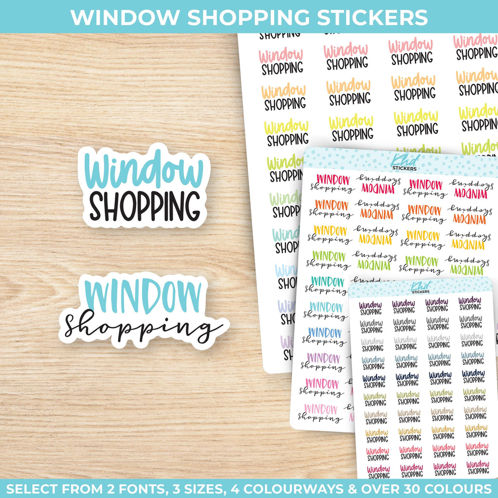 Window Shopping Planner Stickers, Three Sizes including tiny, Removable