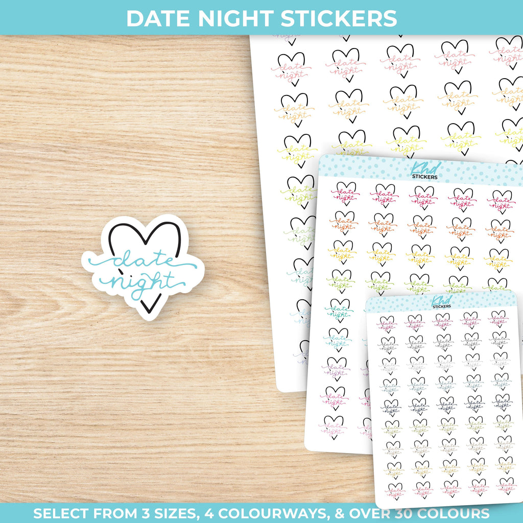 Date Night Planner Stickers, Three Sizes including tiny, Removable