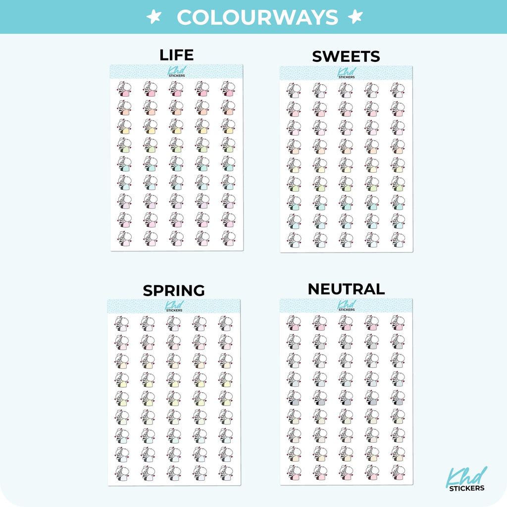 Planner Girl Leona with Jeremy Cuddles and Hugs Planner Stickers, 3 sizes including tiny, Removable