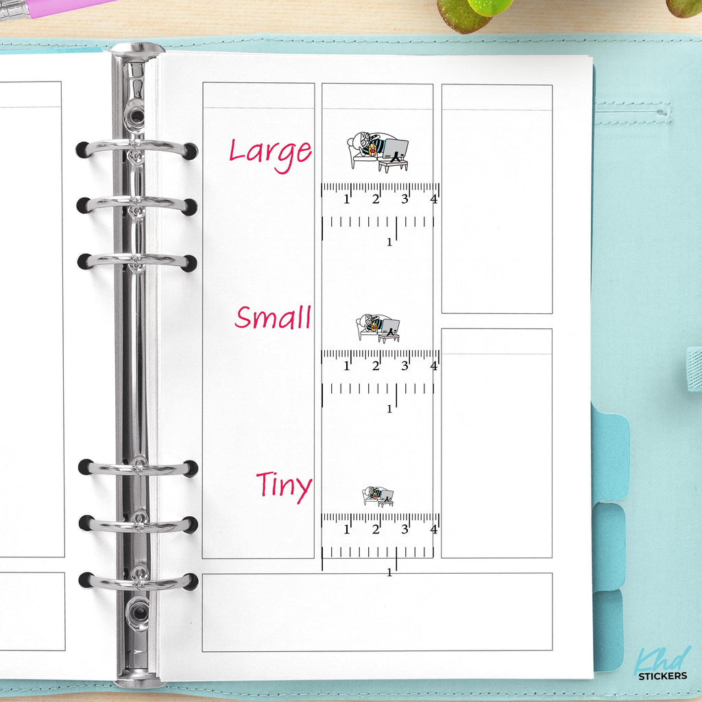 Planner Girl Leona Watching TV, Planner Stickers, 3 sizes including tiny, Removable