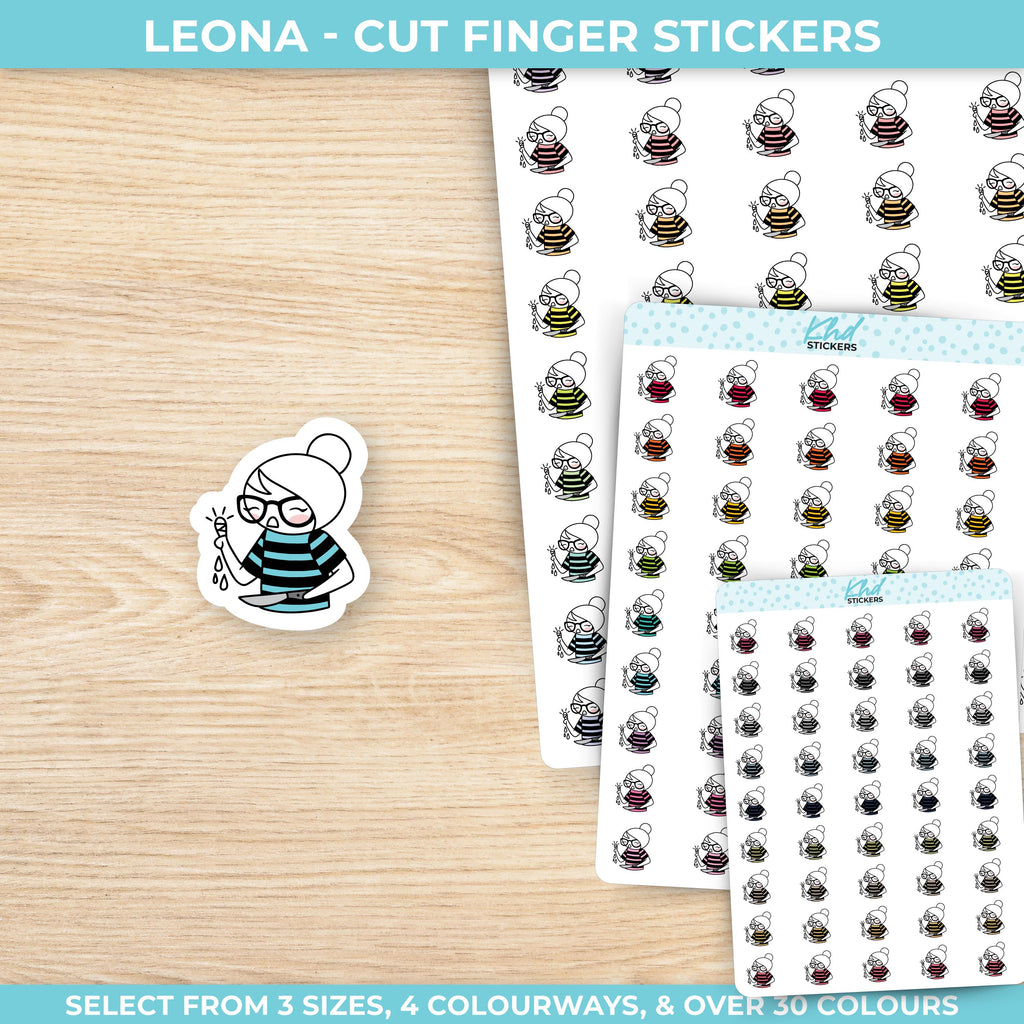Planner Girl Leona Finger Injury, Planner Stickers, 3 sizes including tiny, Removable