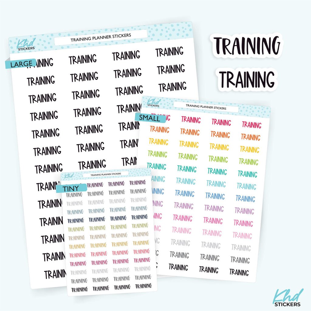 Training Planner Stickers, Select from 2 fonts & 3 sizes, Script Planner Stickers, removable