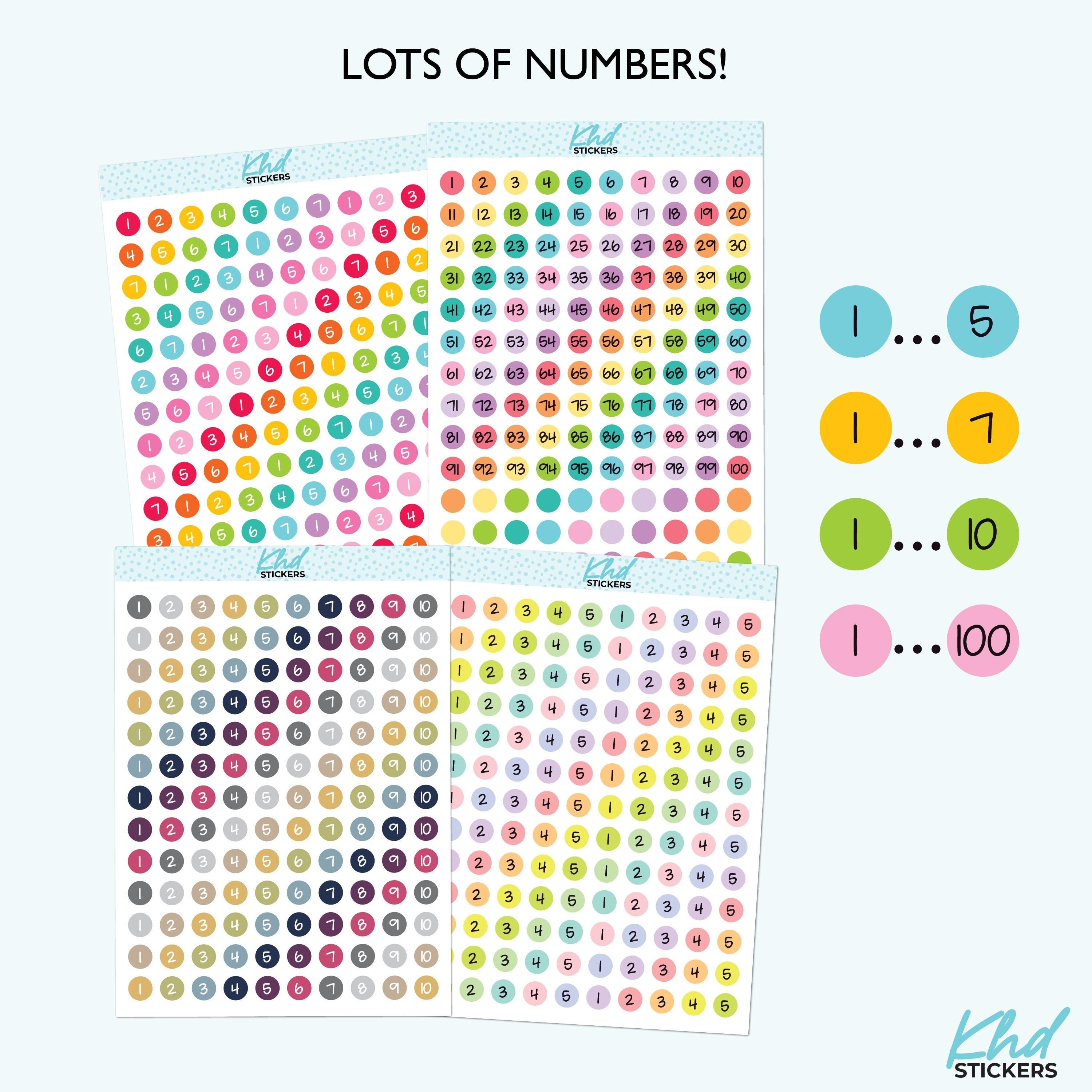 Lots Os Numbers Lots of Numbers Dots – 1 to 5, 1 to 7, 1 to 10, and 1 to 100 – KHDStickers
