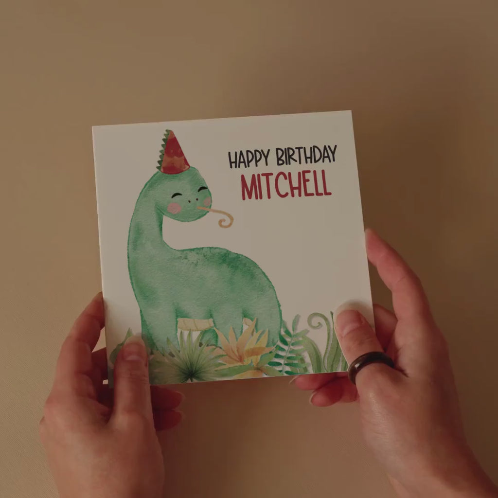 Personalised Dinosaur Birthday Card, Customised, Greeting Card