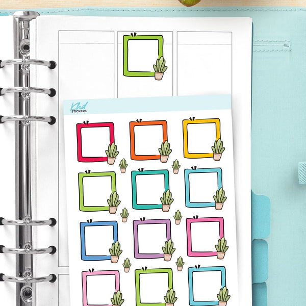 Cactus Doodle Square Appointment Stickers — video