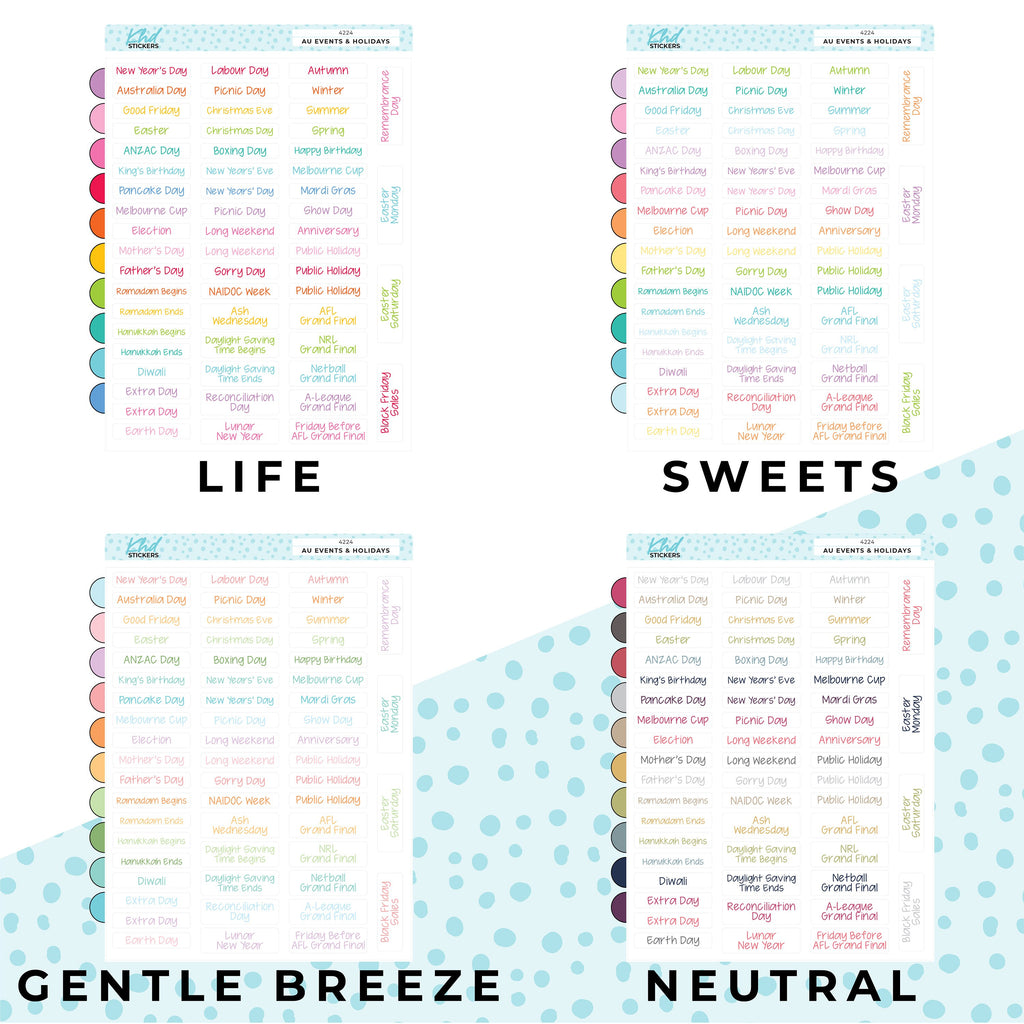 Australian Events and Public Holiday Stickers, Planner Stickers, Removable