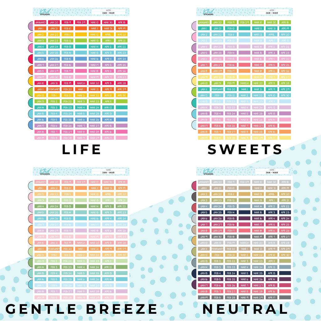 Small Individual Date Header Stickers, Planner Stickers, Removable