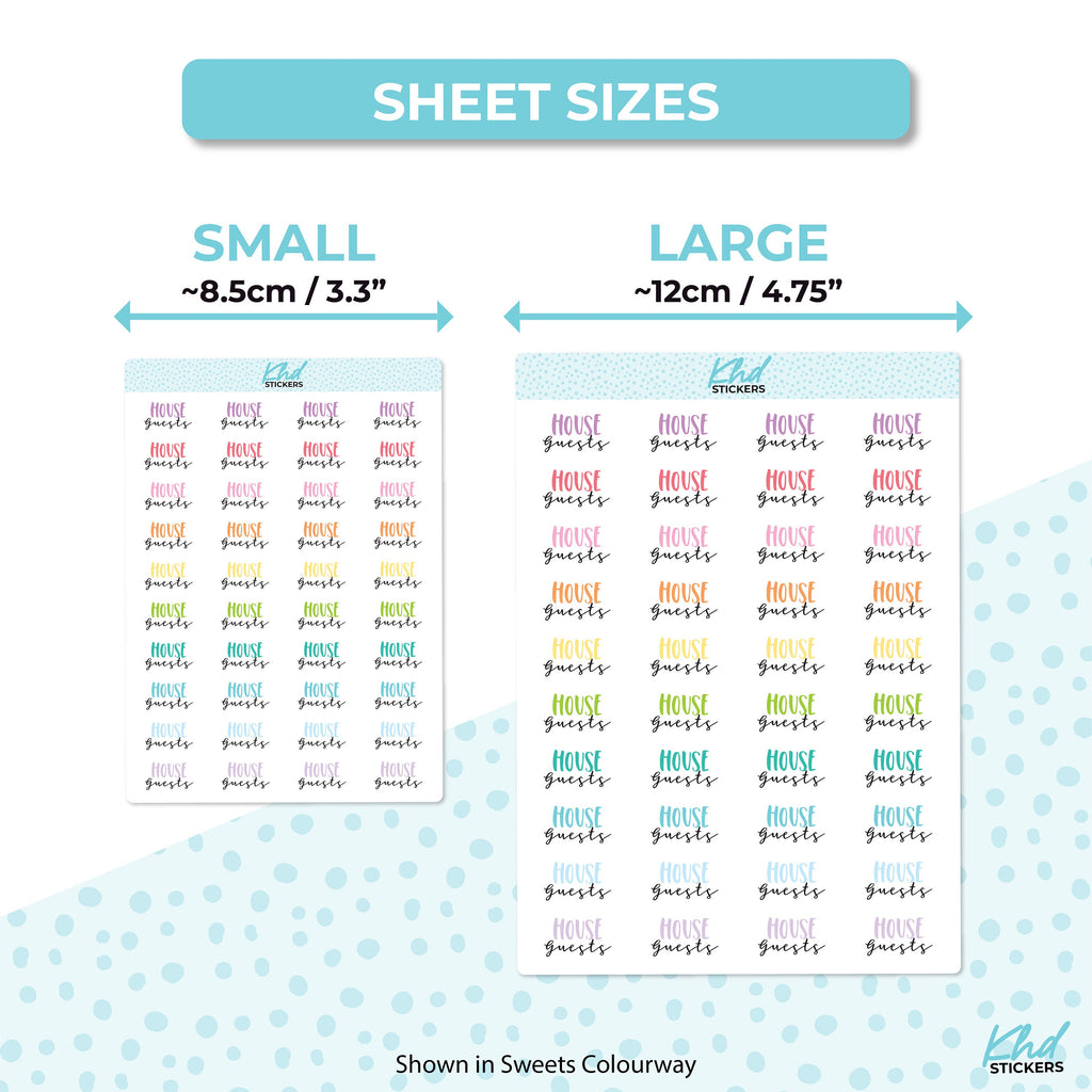 House Guests Planner Stickers, Planner Stickers, Two size and font options, Removable
