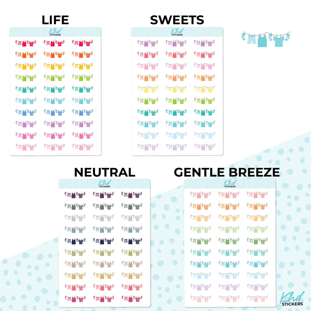 Laundry Stickers, Planner Stickers, 2 sizes and over 30 colours, Removable
