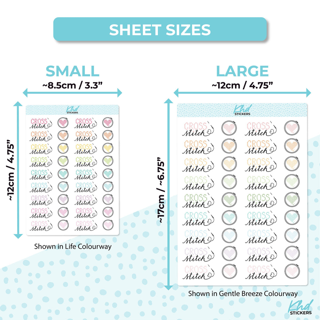 Cross Stitch Embroidery Planner Stickers, Two Size Options, Removable