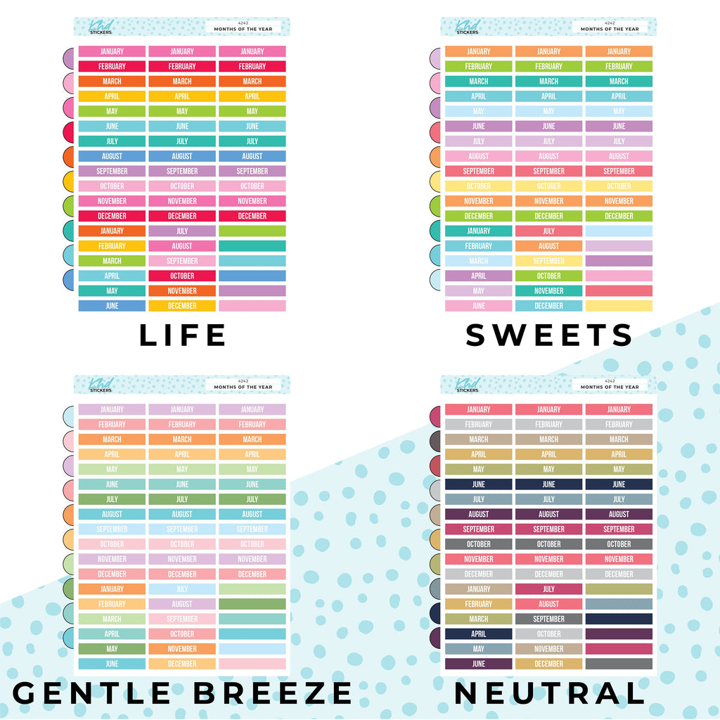 Months of the Year Stickers, Header Planner Stickers, Removable