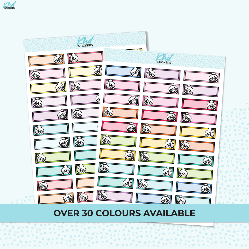 Planner Girl Leona Small Appointment Box Planner Stickers, Removable Vinyl or Permanent Paper
