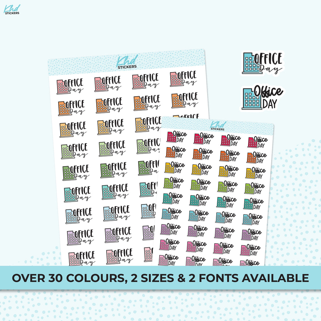 Office Day Stickers, Planner Stickers, Two size and font options, removable