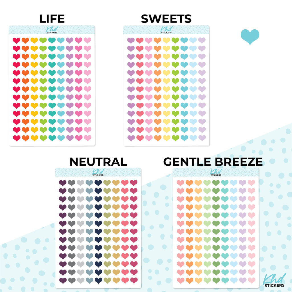 Heart Stickers, Tiny Hearts Stickers, Planner Stickers, Two Sizes, Removable