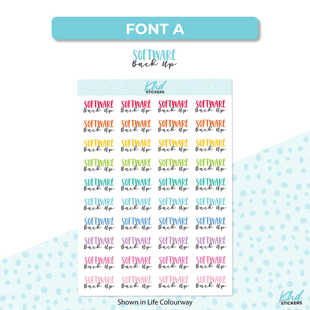 Software Backup Script Planner Stickers, 2 Sizes and Fonts, Removable