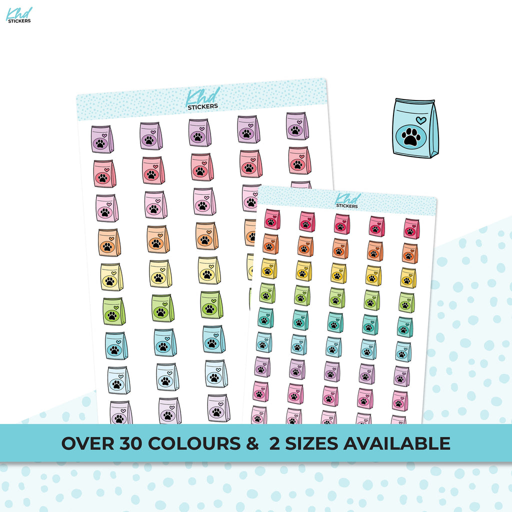 Pet Food Reminders , Planner Stickers, Two Sizes and over 30 colour selections, Removable
