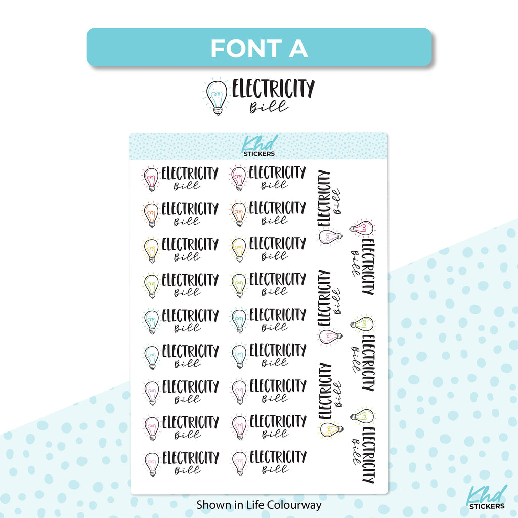 Electricity Bill Stickers, Planner Stickers, Removable