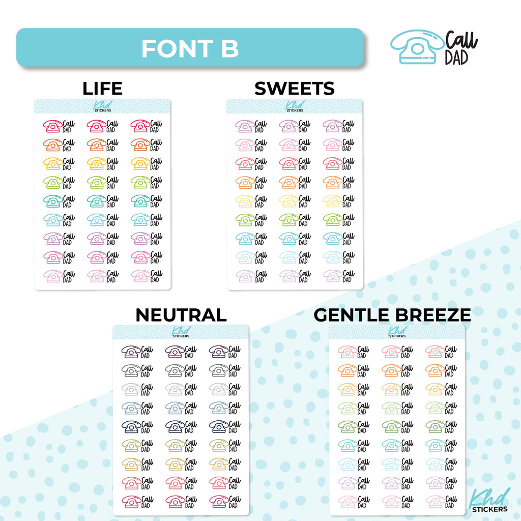 Call Dad Icon Script Stickers, Planner Stickers, Removable